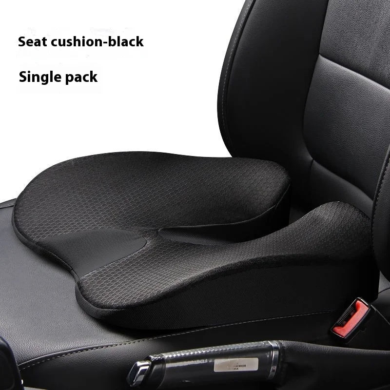 Memory Foam Car Seat Cushion & Back Support Pillow – Relieve Spine Pain and Pressure - Delicate Leather  
