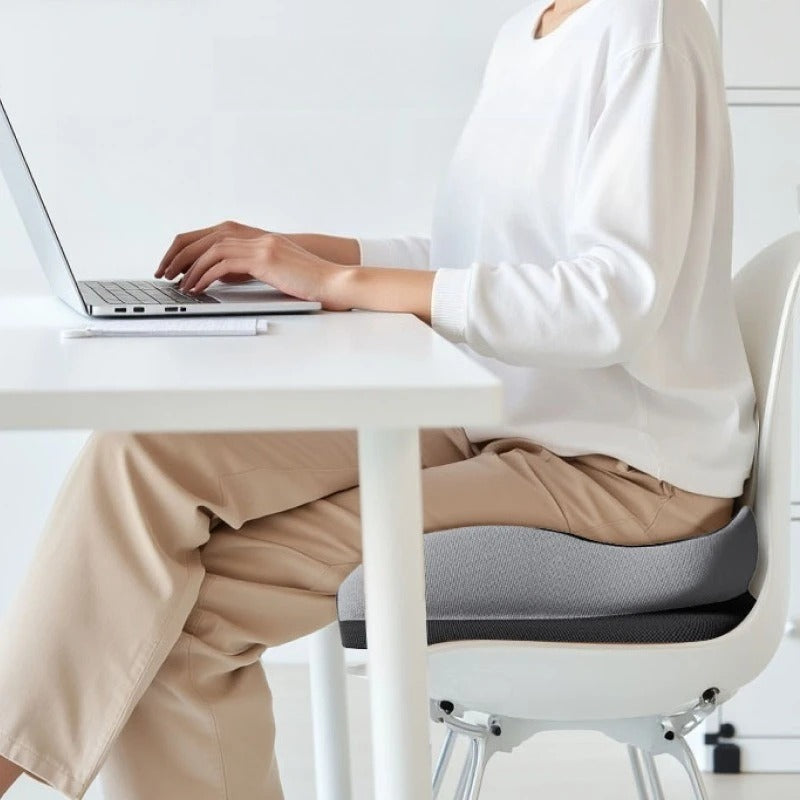 Memory Foam Seat Cushion – Breathable Mesh Chair Pad for Office & Car - Delicate Leather