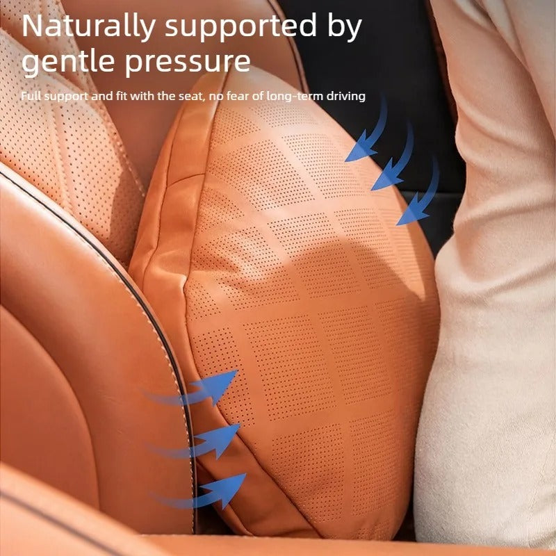 Nappa Leather Car Neck Pillow & Waist Pillow Set – Universal Car Seat Accessories - Delicate Leather