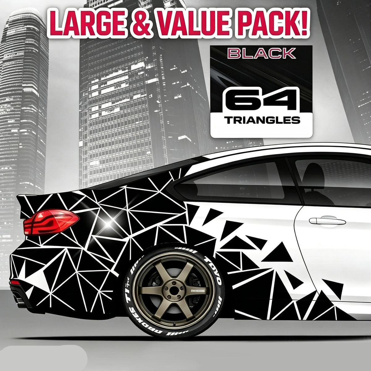 2PCS Camo Triangular Car Body Decals – Large 120 × 35cm Vehicle Graphic Stickers - Delicate Leather