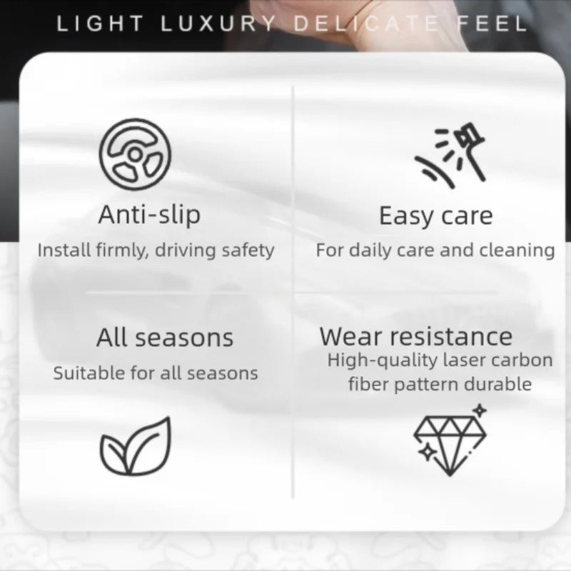 5D Laser Carbon Fiber Pattern Steering Wheel Cover – Universal 38cm Fit, Anti-Slip Synthetic Material - Delicate Leather  