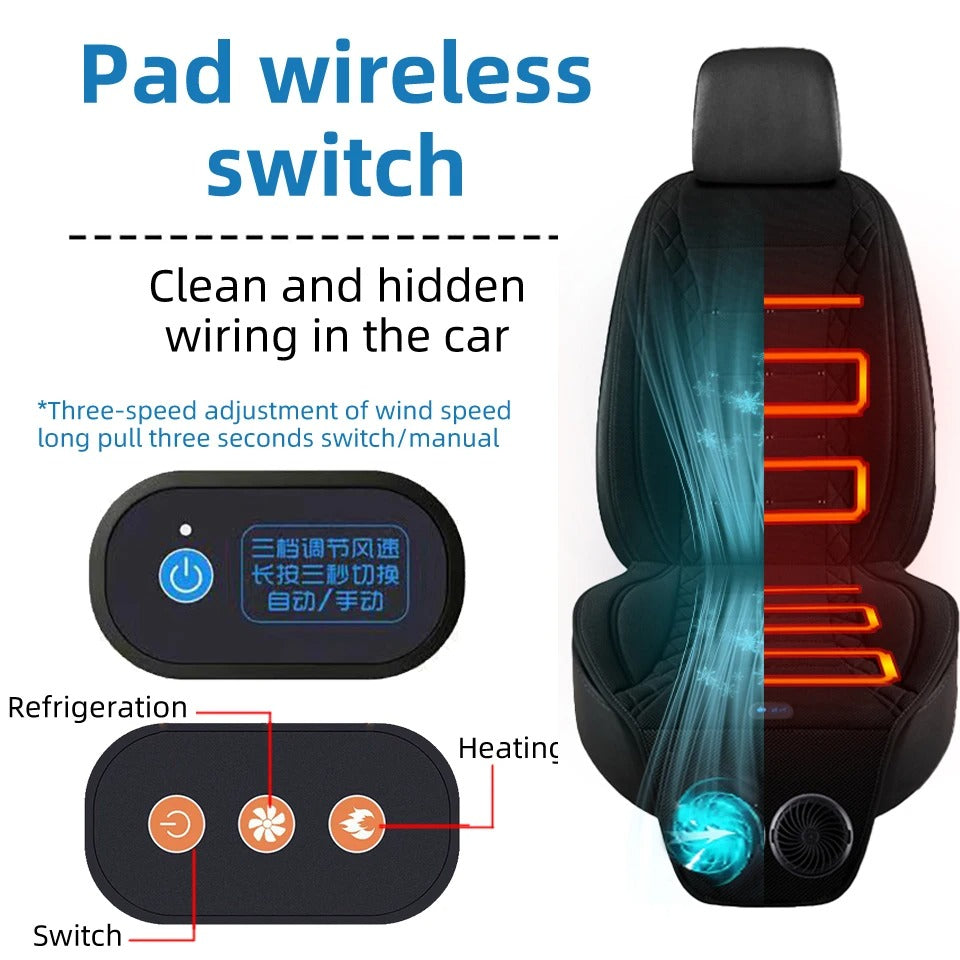 Universal USB Cooling & Heating Car Seat Cushion – Ventilated Seat Cover with Fan, Heated Seat Pad for Cars, SUVs & Trucks - Delicate Leather