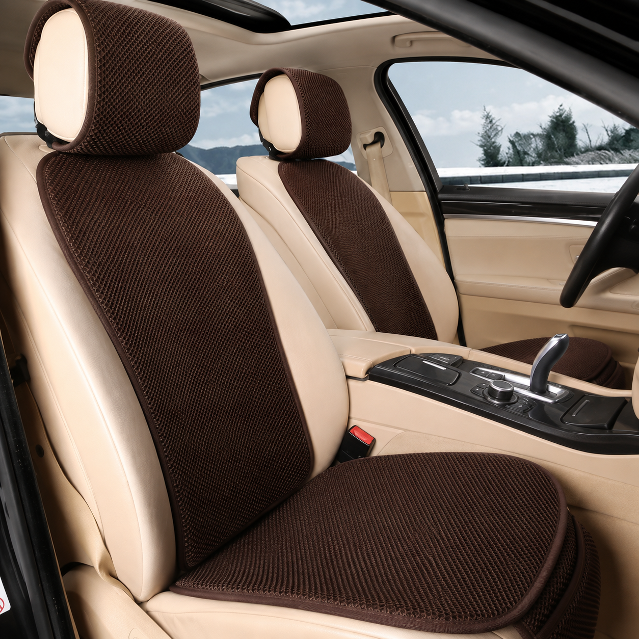 Ice Silk Car Seat Cushion – Universal Breathable Anti-Slip Cooling Seat Cover - Delicate Leather