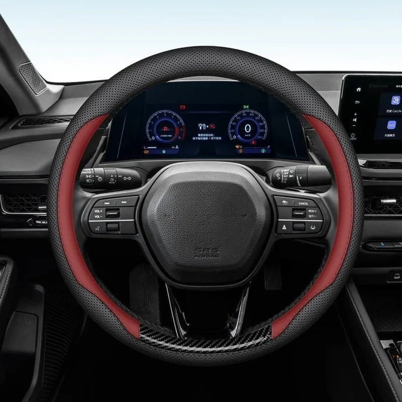 Universal PU Leather Steering Wheel Cover – Non-Slip 38cm O/D Type, Breathable All-Season Design - Delicate Leather  