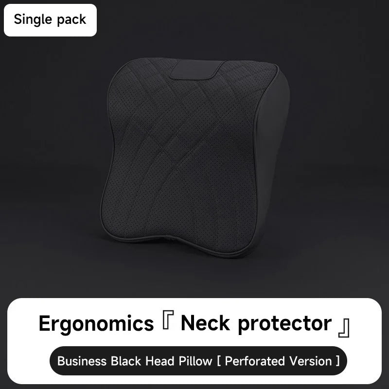 Universal Car Leather Headrest Neck Pillow – Memory Foam Car Seat Neck Support Cushion for Most Vehicles - Delicate Leather