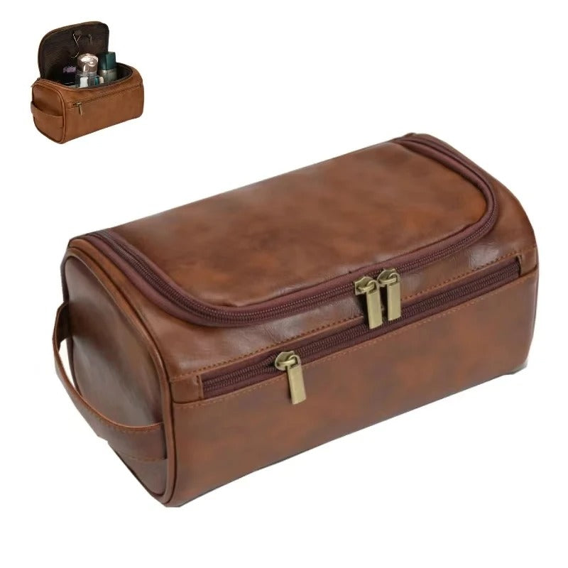 Hanging Toiletry Bag – Large Capacity Travel Organizer for Men & Women - Delicate Leather  
