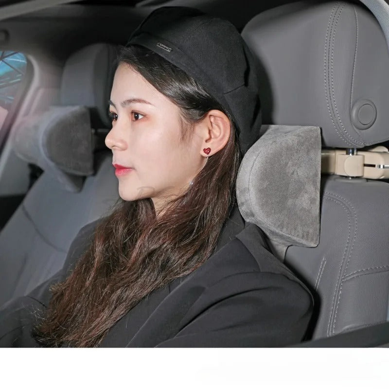 Adjustable Memory Foam Car Headrest Pillow – Universal Neck Support for Driver & Passenger - Delicate Leather