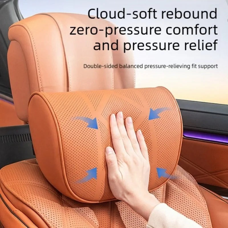 Nappa Leather Car Neck Pillow & Waist Pillow Set – Universal Car Seat Accessories - Delicate Leather