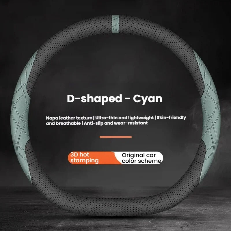 5D Laser Carbon Fiber Pattern Steering Wheel Cover – Universal 38cm Fit, Anti-Slip Synthetic Material - Delicate Leather  