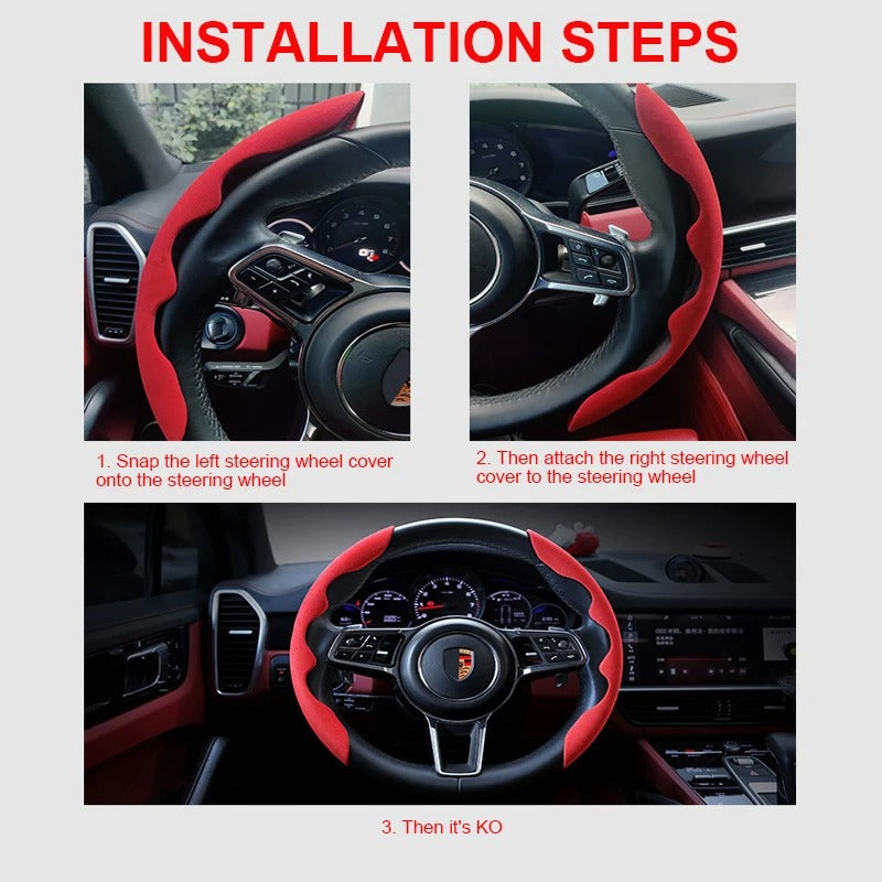 2-Pack Carbon Fiber Style Steering Wheel Spinner Covers – Microfiber Leather PVC, Non-Slip Universal Fit - Delicate Leather  