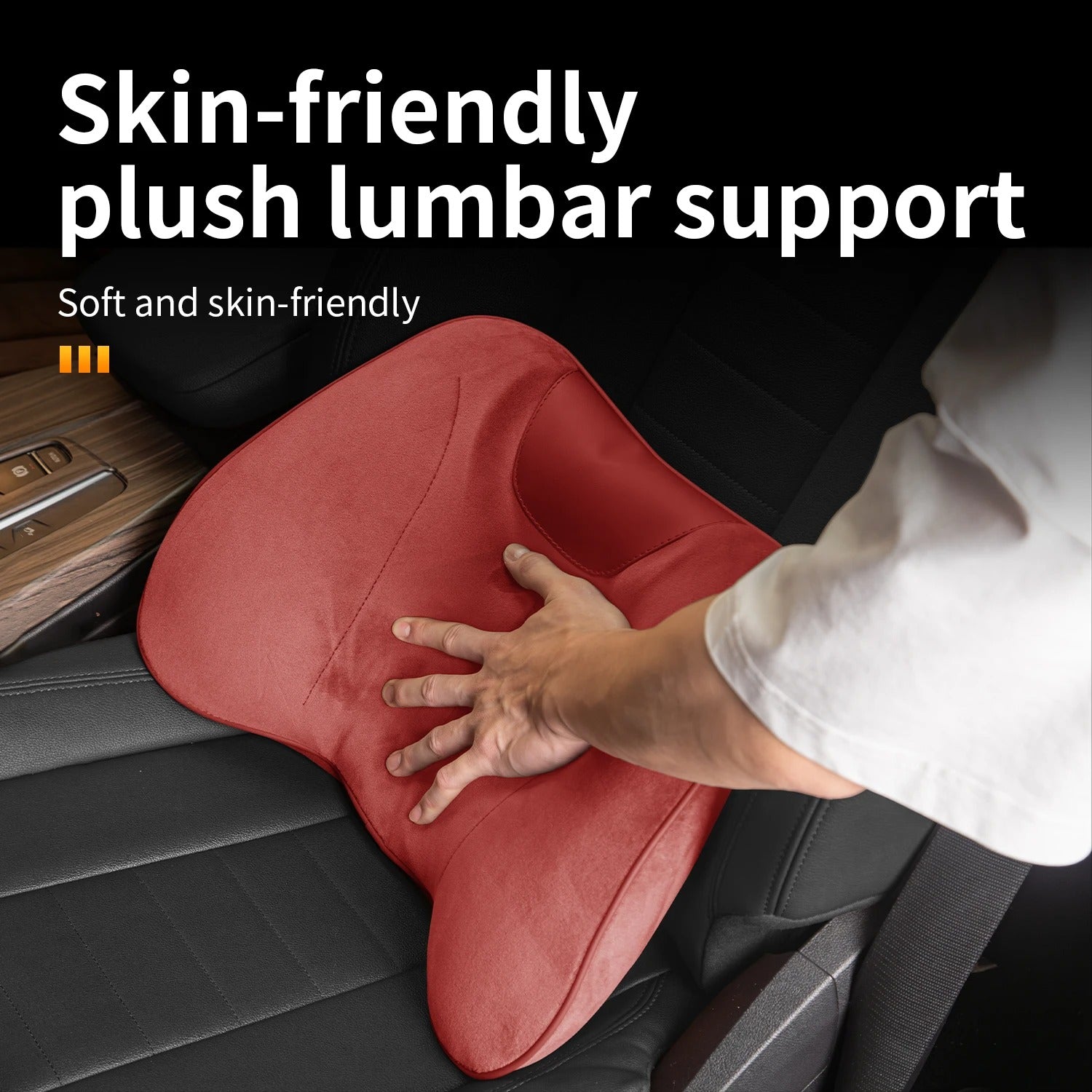 Premium Car Lumbar Support Cushion – Ergonomic Backrest Pillow for Vehicle Seats - Delicate Leather  