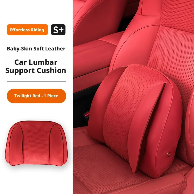 Premium Car Headrest & Lumbar Pillow – Universal Adjustable Neck & Back Cushion - Delicate Leather