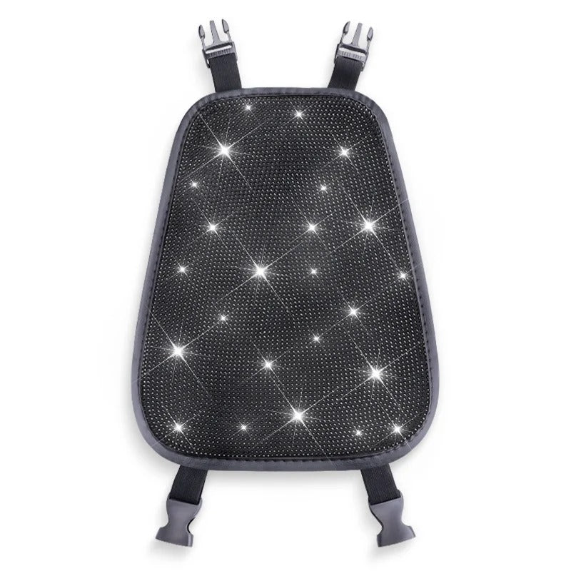 1PC Bling Car Seat Headrest Cover – Rhinestone Plush Headrest Cushion Protector Universal Auto Interior Accessory - Delicate Leather