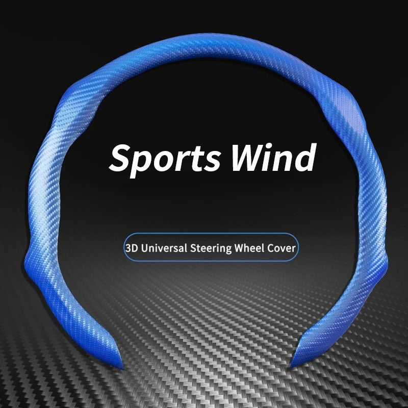 3D Carbon Fiber Texture Steering Wheel Cover – Universal Fit 38cm, Non-Slip, Synthetic Leather - Delicate Leather  