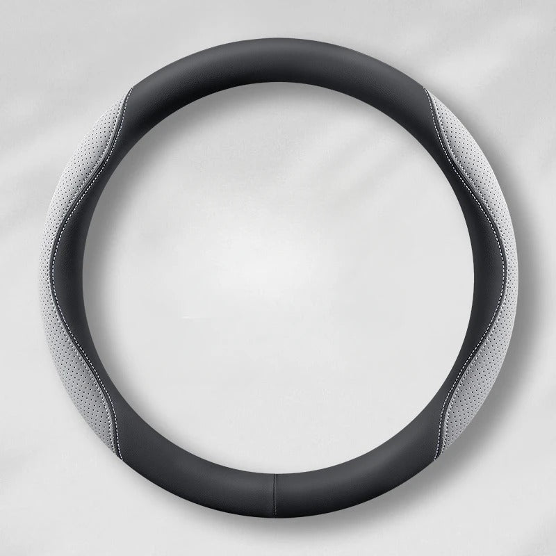 PU Leather & Mesh Car Steering Wheel Cover – Comfortable, Breathable, All-Season Grip - Delicate Leather  