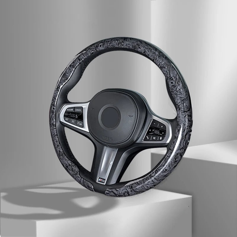 Universal Anti-Slip Wood Grain Steering Wheel Cover 38cm (15 Inch) – Premium Car Steering Wheel Protector - Delicate Leather