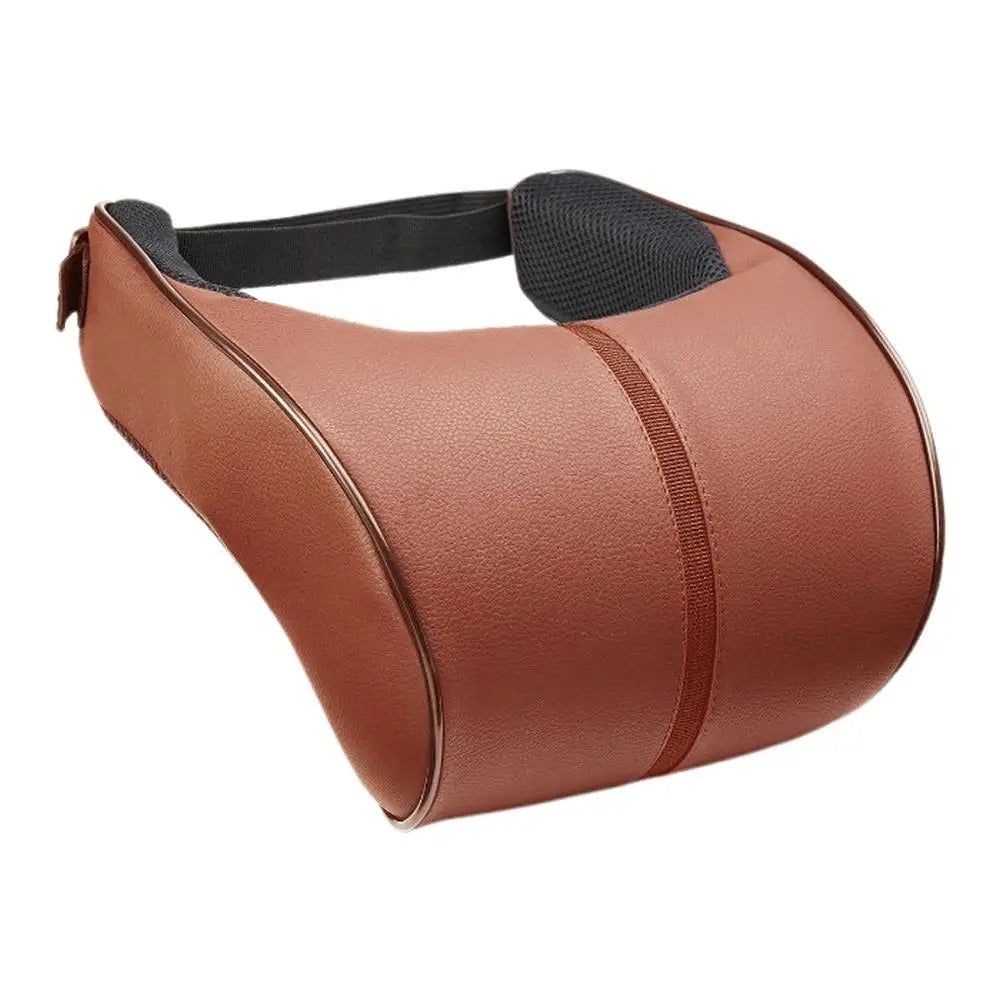 Adjustable Memory Foam Car Headrest & Lumbar Cushion Set – Leather Neck & Back Support Pillow - Delicate Leather  