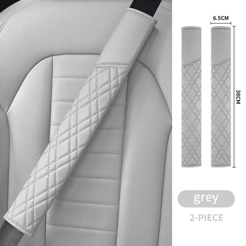2 PCS Universal Leather Seat Belt Covers – Anti-Slip Shoulder Pads for Car Interior Accessories - Delicate Leather  