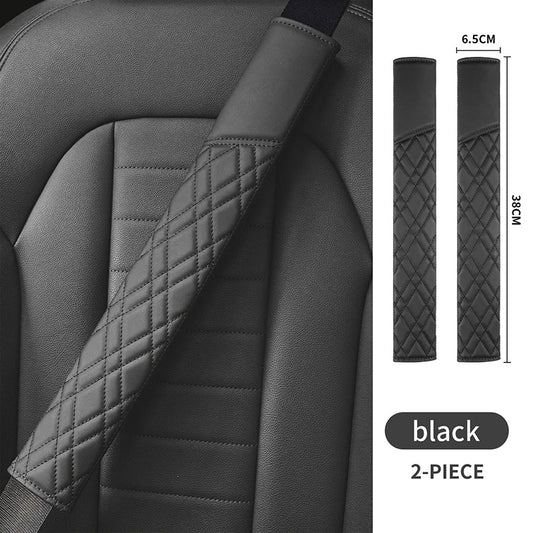 2 PCS Universal Leather Seat Belt Covers – Anti-Slip Shoulder Pads for Car Interior Accessories - Delicate Leather