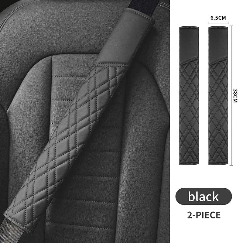 2 PCS Universal Leather Seat Belt Covers – Anti-Slip Shoulder Pads for Car Interior Accessories - Delicate Leather  