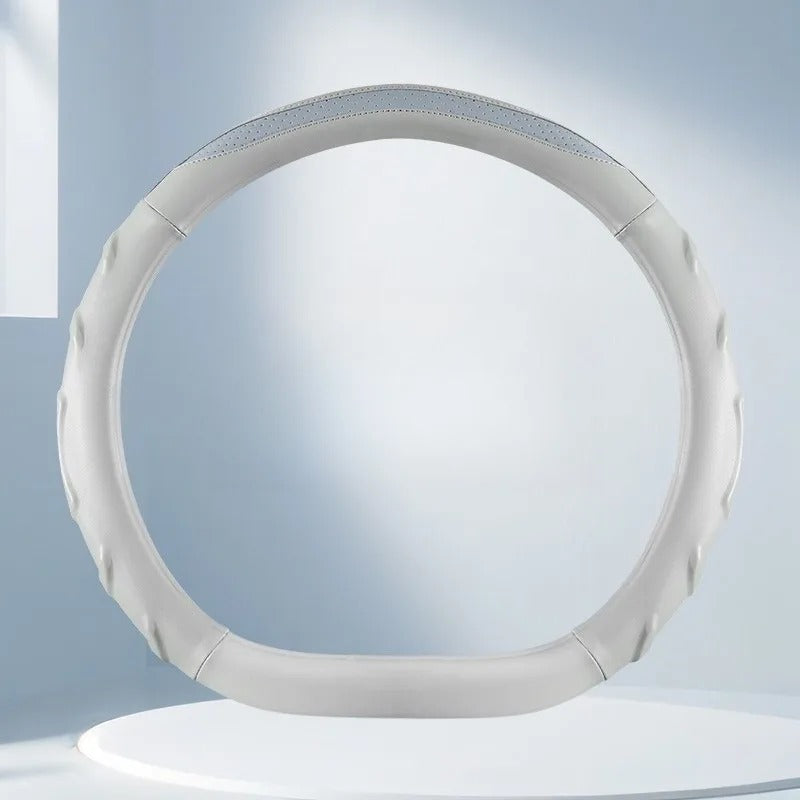 Nappa Leather Steering Wheel Cover 38cm – Universal Anti-Slip Car Steering Grip - Delicate Leather