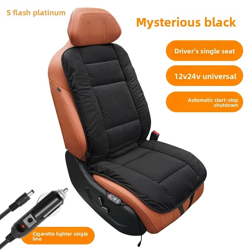 Universal Heated Car Seat Cushion – Plush Artificial Leather Warm Seat Cover for Car, SUV & Truck Winter Comfort - Delicate Leather