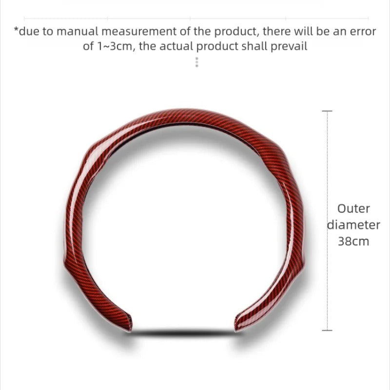 5D Laser Carbon Fiber Pattern Steering Wheel Cover – Universal 38cm Fit, Anti-Slip Synthetic Material - Delicate Leather  