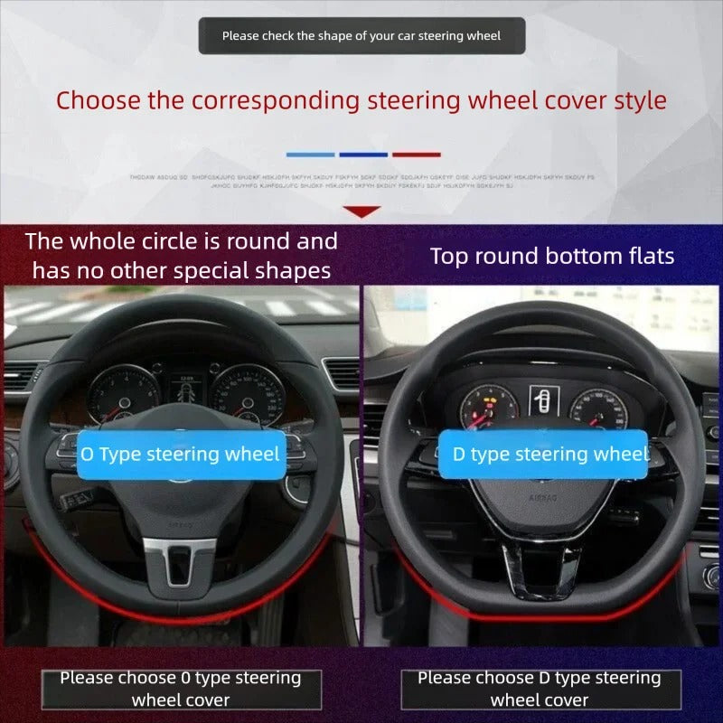 Suede Steering Wheel Cover – Universal 38cm Non-Slip Breathable Grip for Cars and SUVs - Delicate Leather  