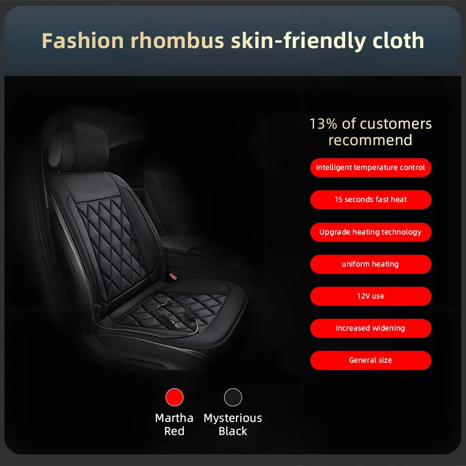 12V Car Power Pad Cover – Cotton Fiber Universal Interior Mat for Winter Use - Delicate Leather  