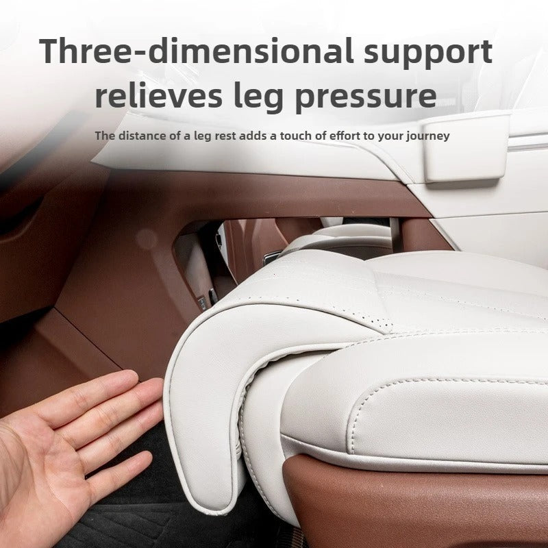 Driver Car Seat Extender - Leather Leg Support Cushion for Long Distance Driving - Memory Foam Knee Pad for Car, Truck, and Home Use - Delicate Leather