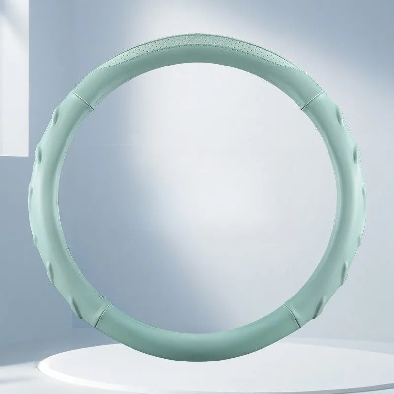 Nappa Leather Steering Wheel Cover 38cm – Universal Anti-Slip Car Steering Grip - Delicate Leather