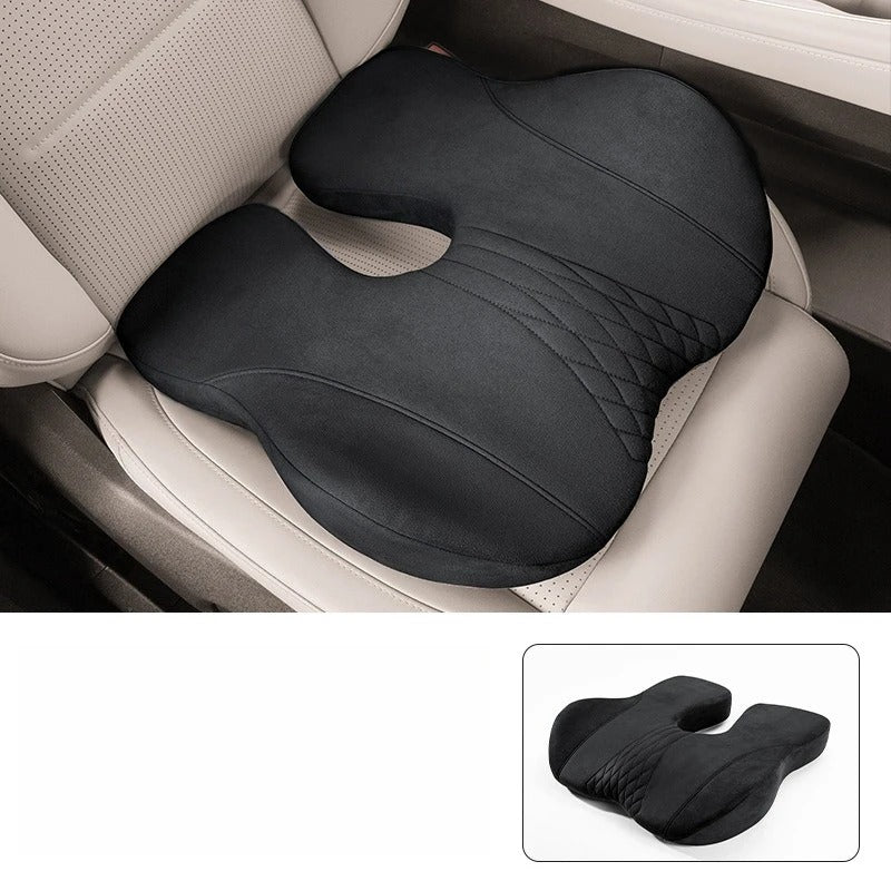 Memory Foam Seat Cushion & Lumbar Support Pillow Set – Ergonomic Chair Cushion for Car & Office - Delicate Leather