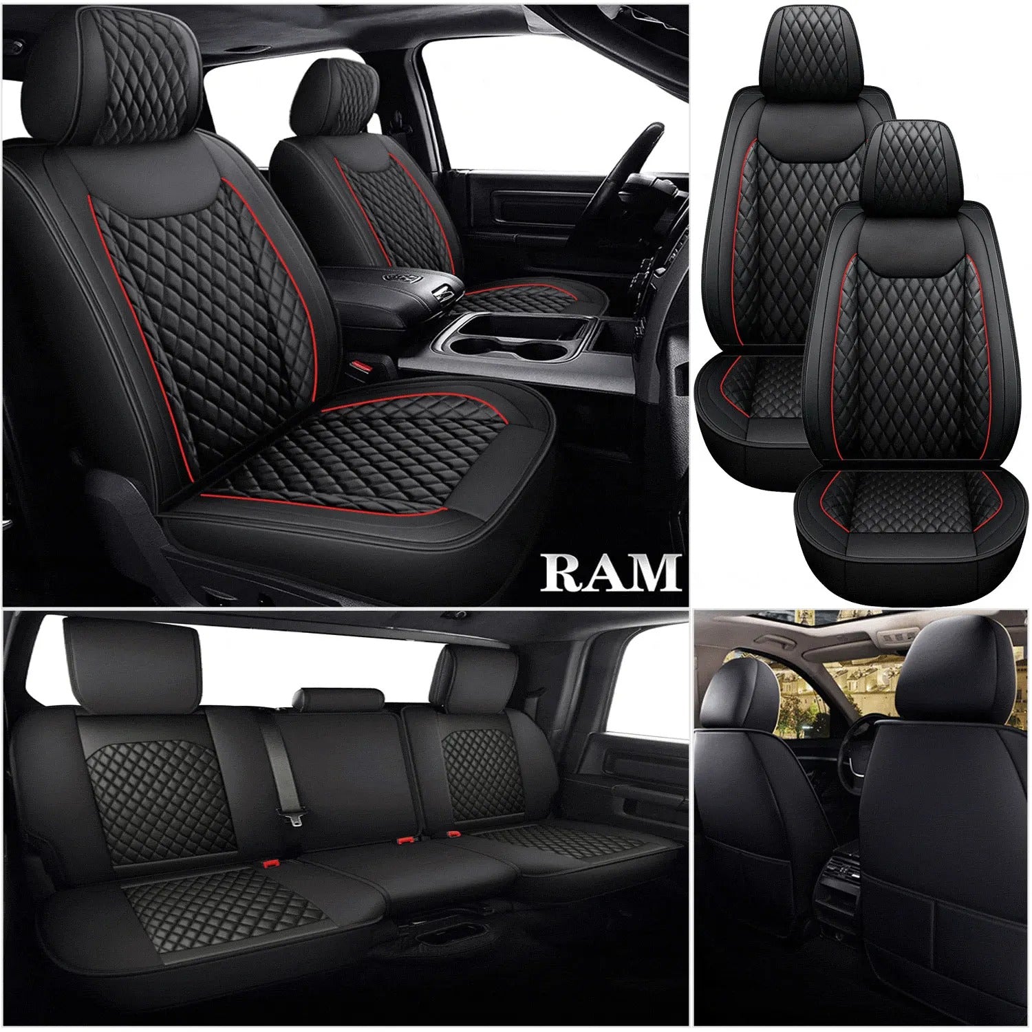5-Seat PU Leather Car Seat Covers – Full Set for Pickup Trucks (2009–2021 Models)