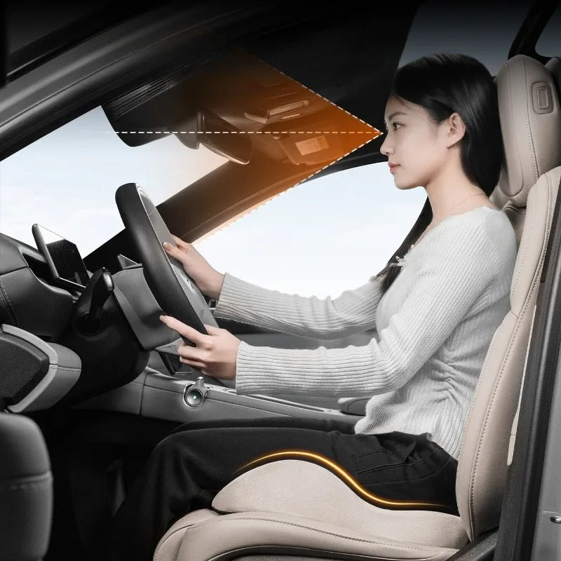 Memory Foam Seat Cushion & Lumbar Support Pillow Set – Ergonomic Chair Cushion for Car & Office - Delicate Leather