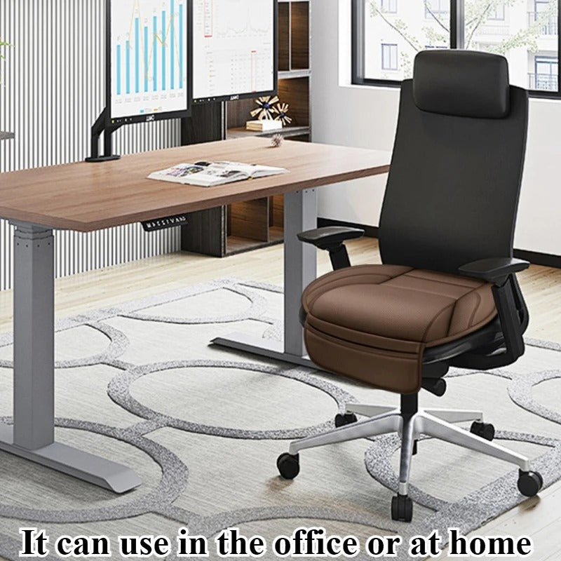 PU Leather Car Cushion Pad – Ventilated Design with Storage Pockets, Universal Fit - Delicate Leather  