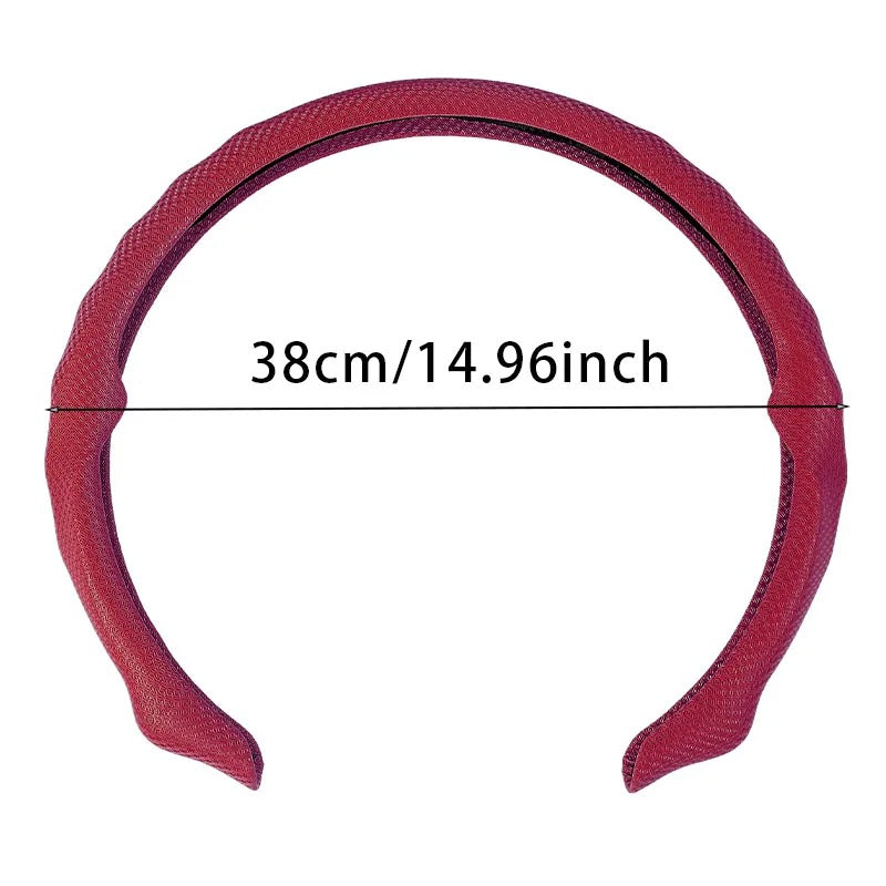 5D Copper Coin Pattern Steering Wheel Cover 38cm – Ultra-Thin Breathable Non-Slip Universal Car Steering Wheel Protector - Delicate Leather