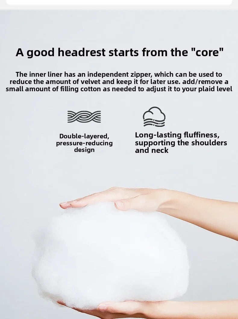 Soft Suede Car Neck & Lumbar Support Pillow Set – Memory Foam Headrest Waist Cushion with Double-Sided Design - Delicate Leather
