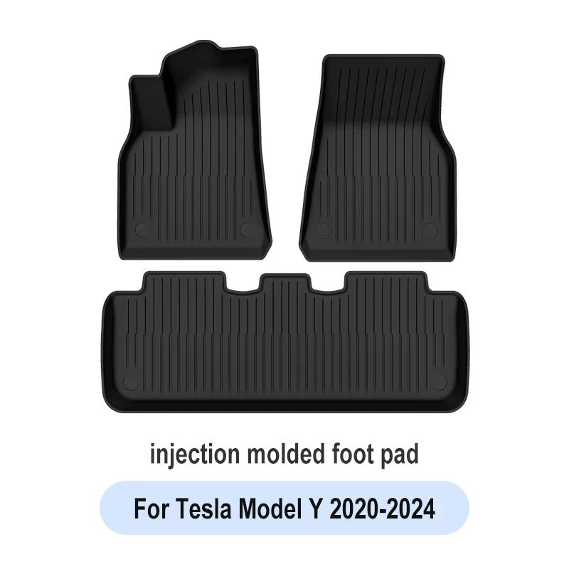 TPE Floor Mats for Tesla Model 3/Y 2019–2025 – Waterproof, Non-Slip All-Weather Car Interior Mats - Delicate Leather  