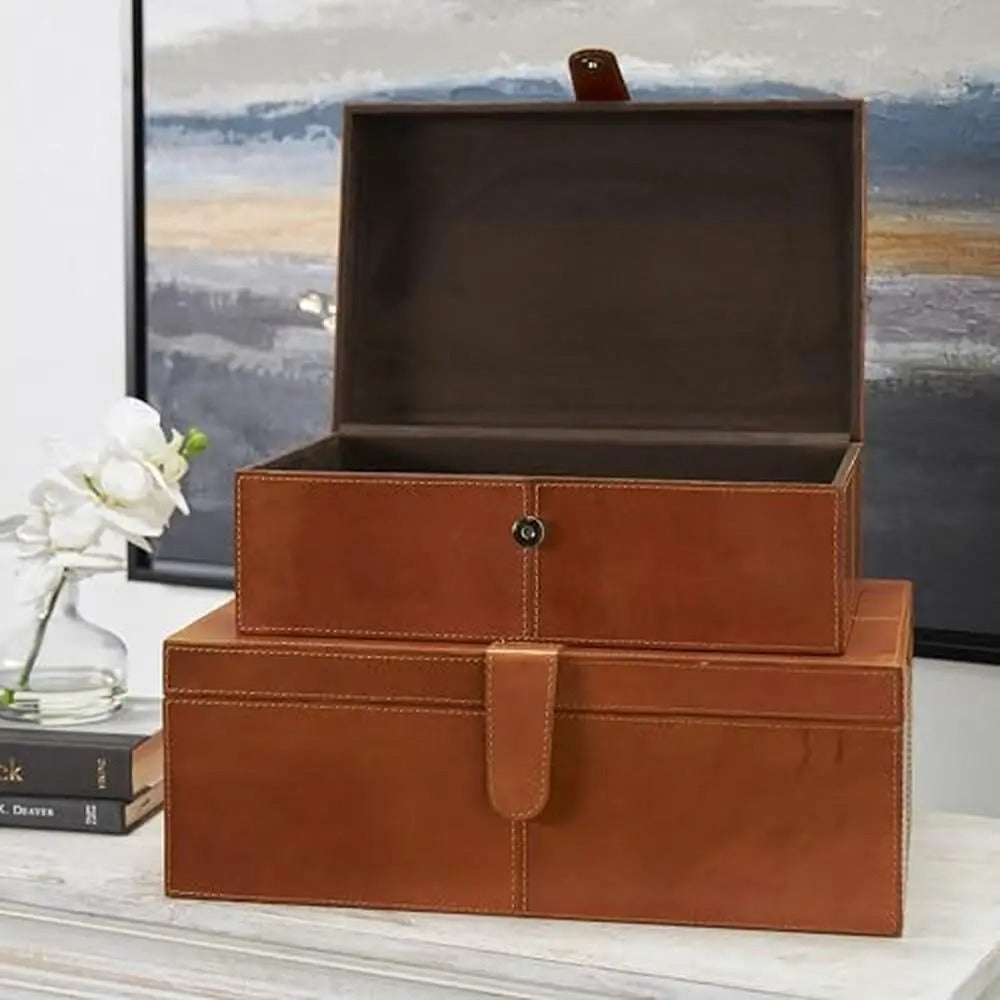 Leather Storage Box Set of 2