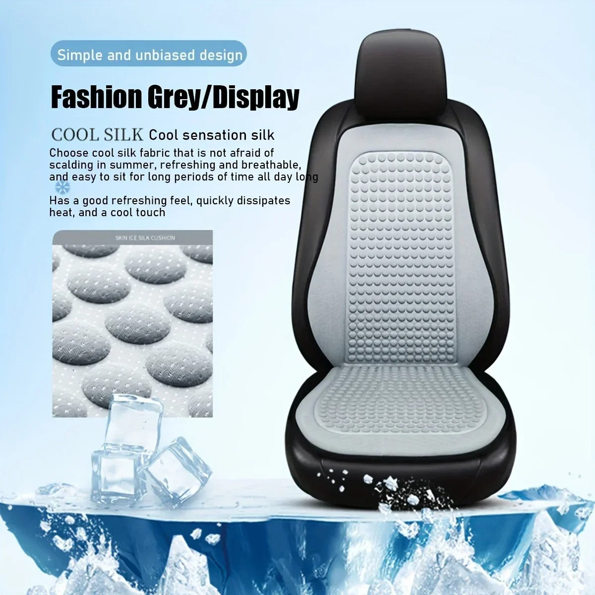 Summer Gel Car Seat Cushion – Breathable Ice Silk Cooling Seat Pad - Delicate Leather