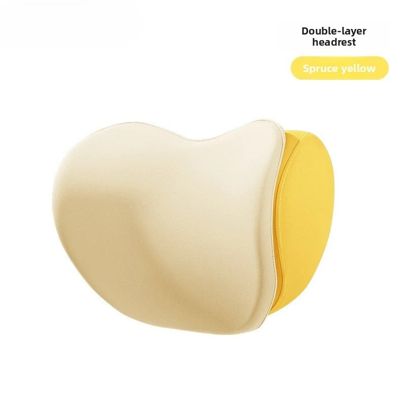 Leather Car Headrest Cushion – Breathable Neck & Lumbar Support Pillow for Vehicle Seats - Delicate Leather