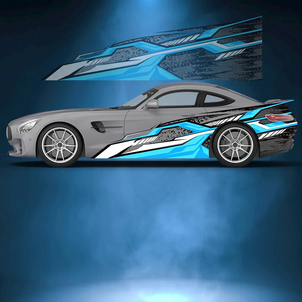 Geometric Line Car Side Vinyl Decal – Motorsport Exterior Graphic Sticker - Delicate Leather