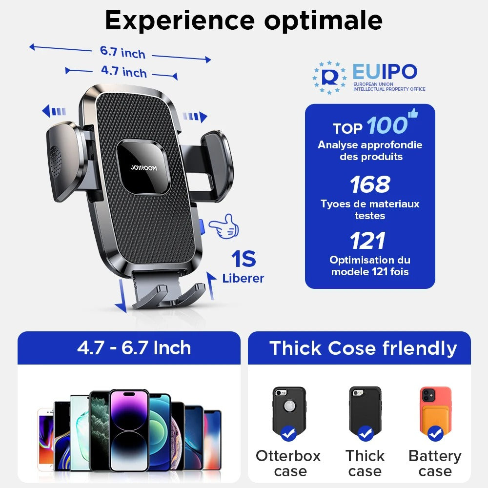 360° Dashboard Phone Holder for Car - 9in Flexible Long Arm, Universal Windshield & Air Vent Mount for All Mobile Phones