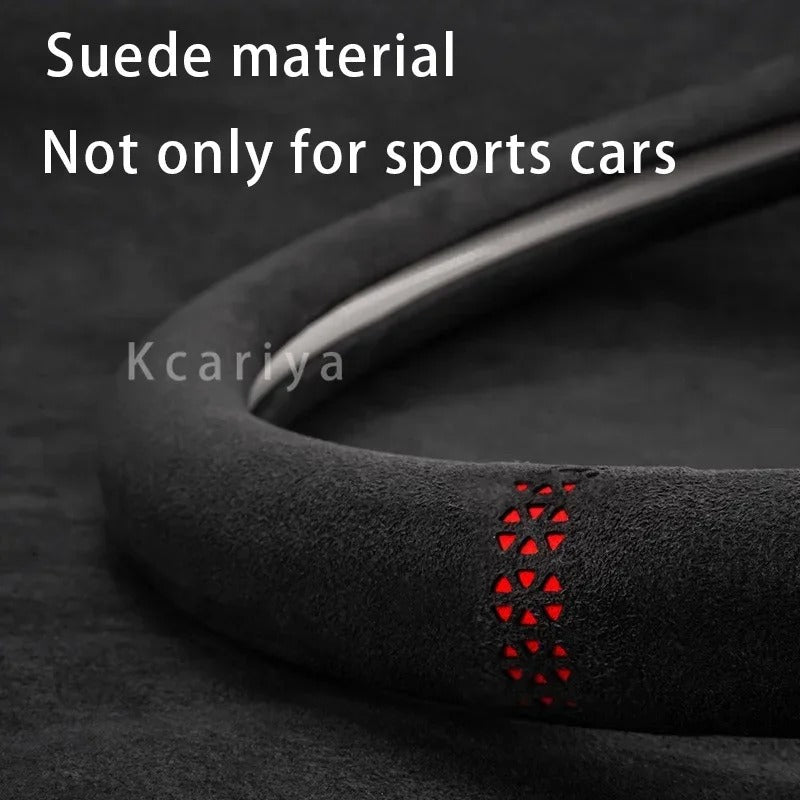 PU Leather Steering Wheel Cover – 38cm Universal Non-Slip Grip for Cars and SUVs - Delicate Leather  