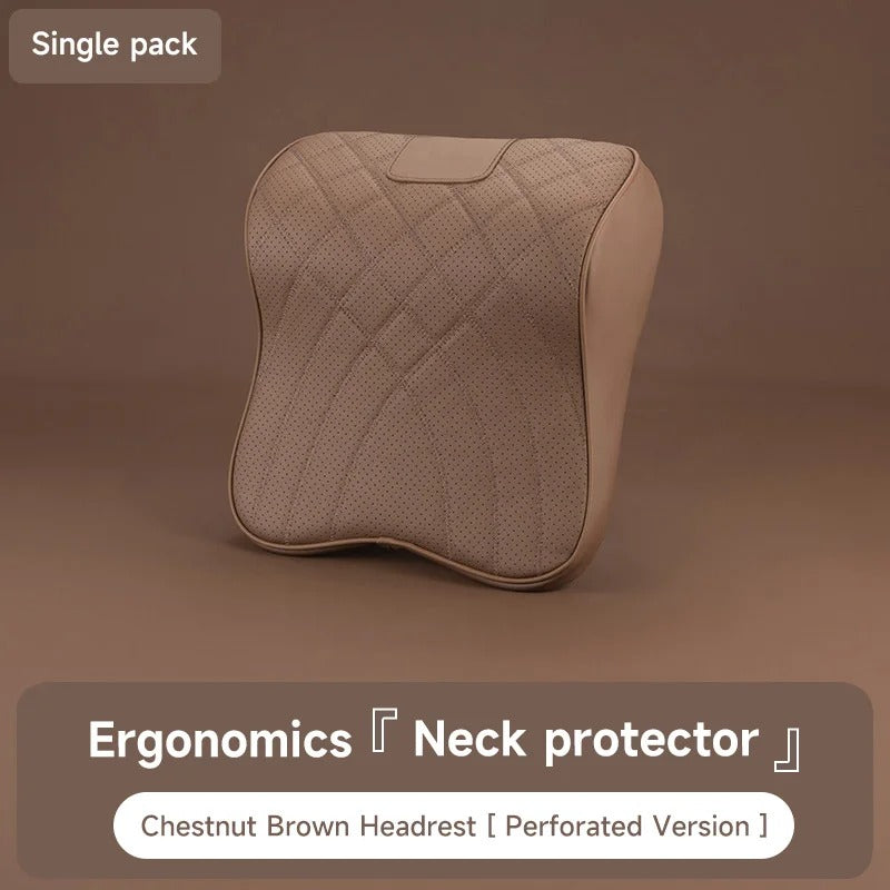 Universal Car Leather Headrest Neck Pillow – Memory Foam Car Seat Neck Support Cushion for Most Vehicles - Delicate Leather