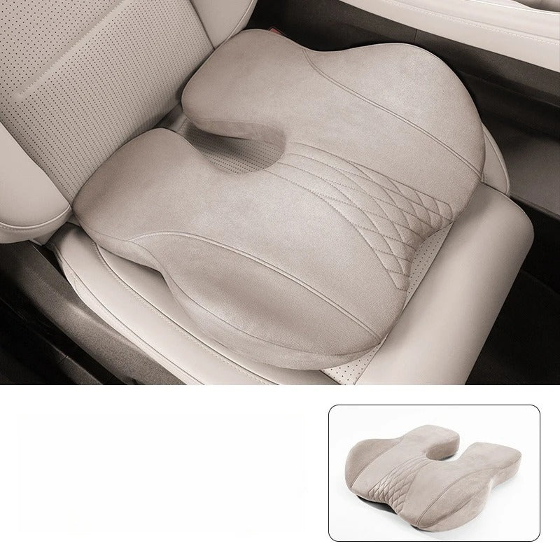 Memory Foam Seat Cushion & Lumbar Support Pillow Set – Ergonomic Chair Cushion for Car & Office - Delicate Leather
