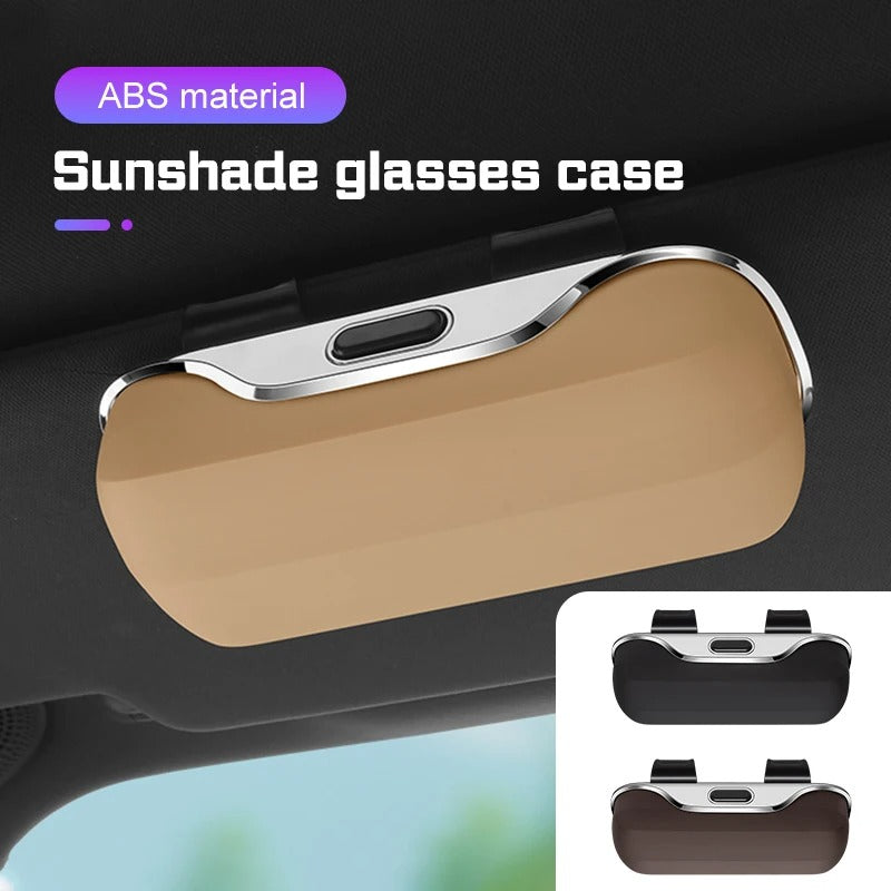 Universal Car Sun Visor Glasses Holder – ABS Sunglasses Storage Box with Soft Lining - Delicate Leather  