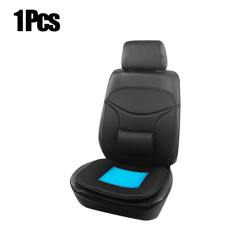 Universal Car Seat Cushion with Ice Gel & Lumbar Support – Breathable Airmesh Memory Foam Front Seat Cover - Delicate Leather