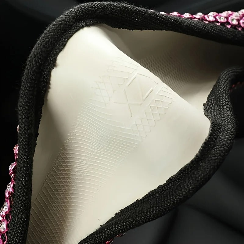 Rhinestone Car Steering Wheel Cover – O-Type Sparkly Diamond Non-Slip Grip - Delicate Leather