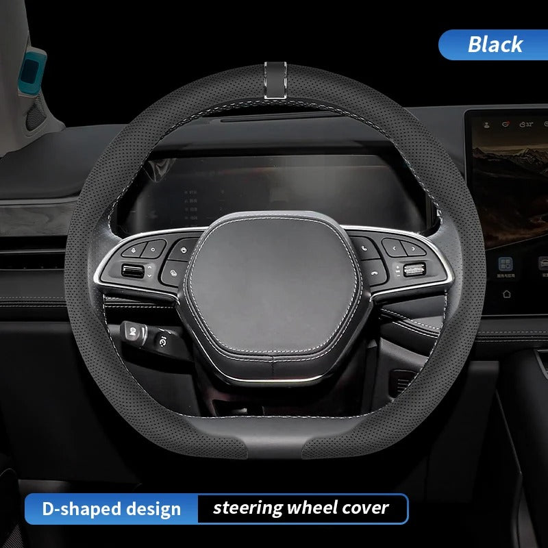 Premium Steering Wheel Cover – Easy Installation, Anti-Slip Universal 38cm Fit - Delicate Leather